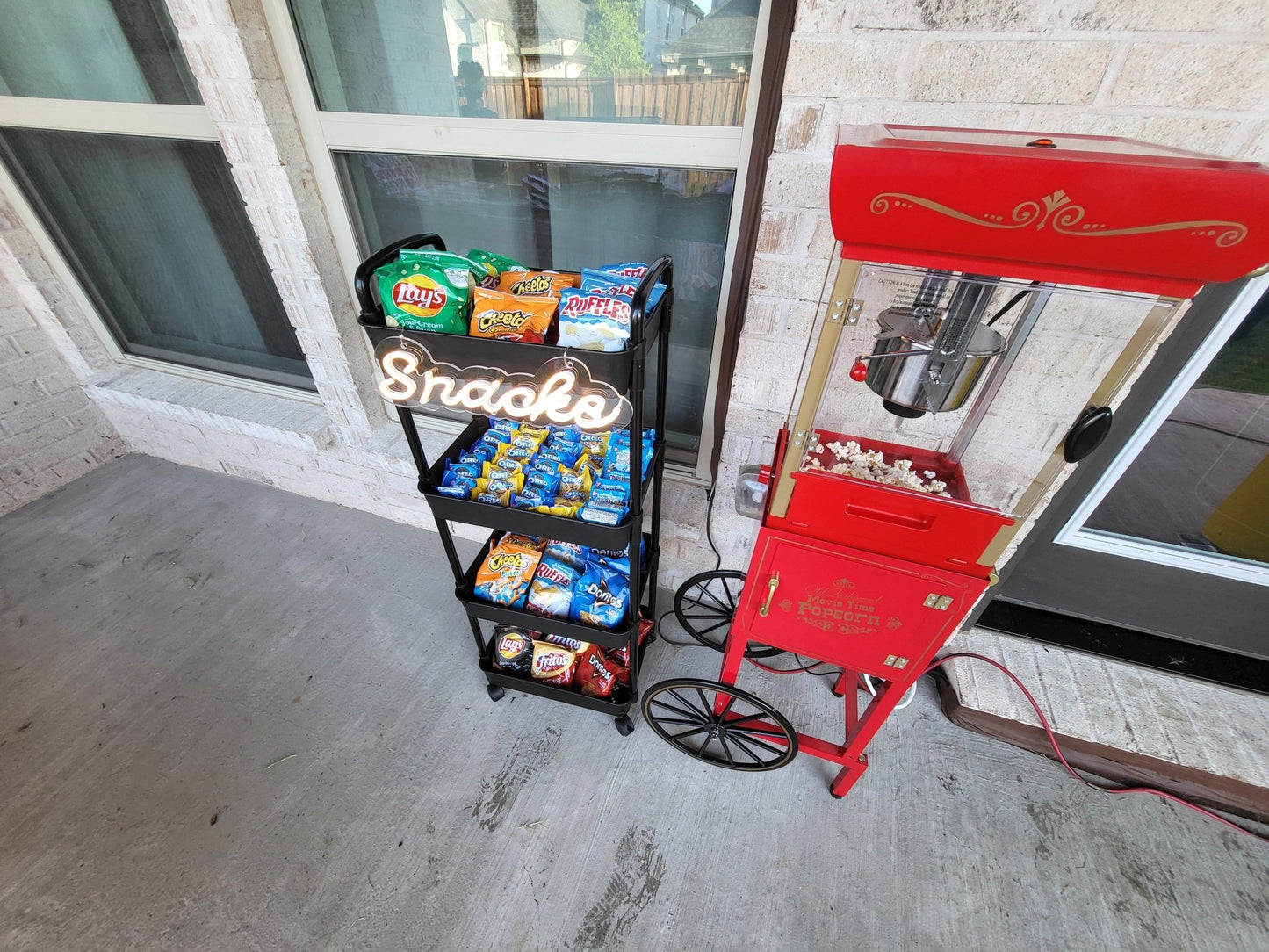 Backyard Movie Theater -with snack cart and popcorn machine