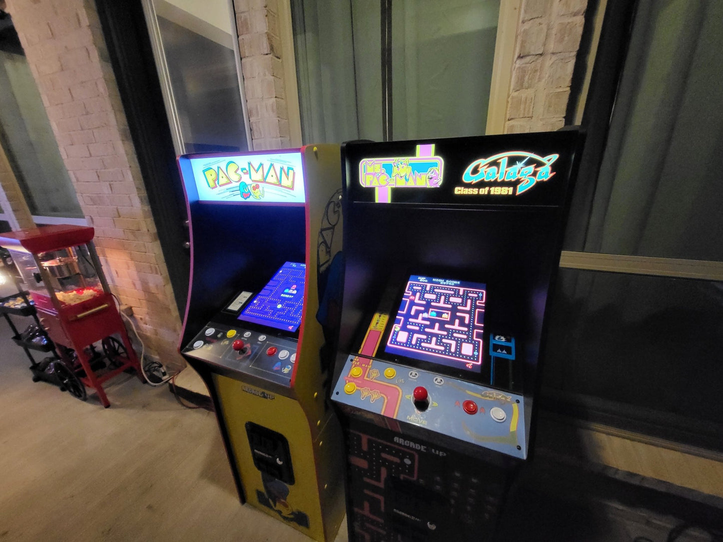 Backyard Movie Theater ms pacman and pacman popcorn machine