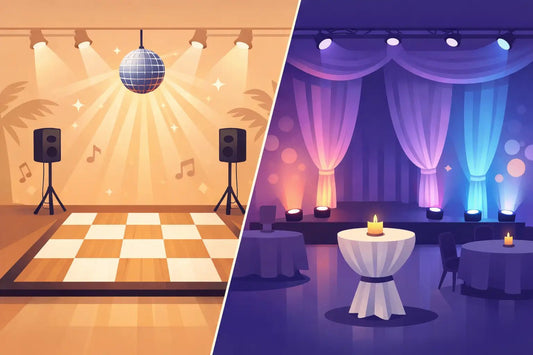 Dance Floor Rental Versus Uplighting Package - Backyard Movie Theater
