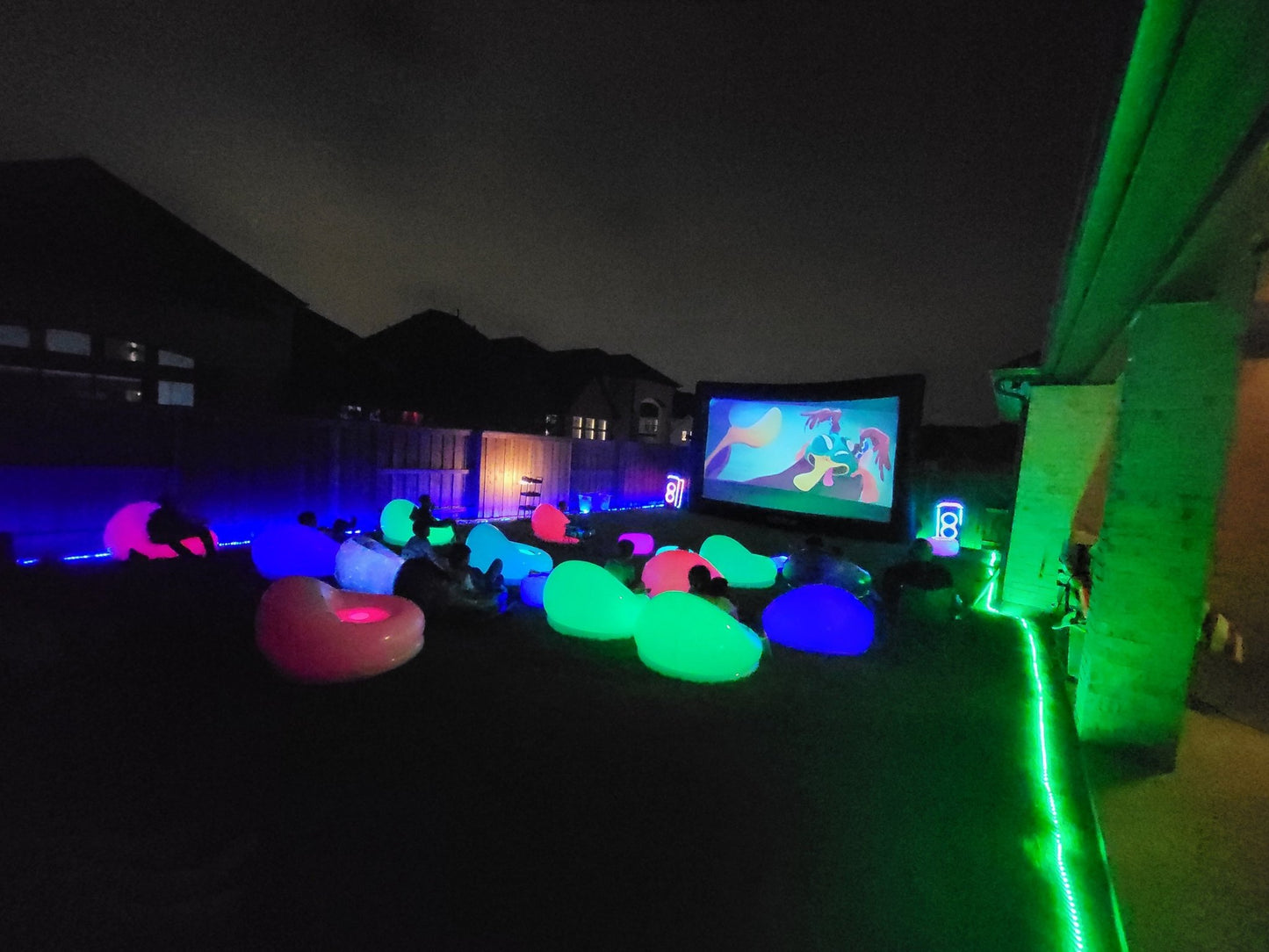 LED Perimeter Lighting for Backyard Movie Theater | Dallas Outdoor Movie Experience - Backyard Movie Theater