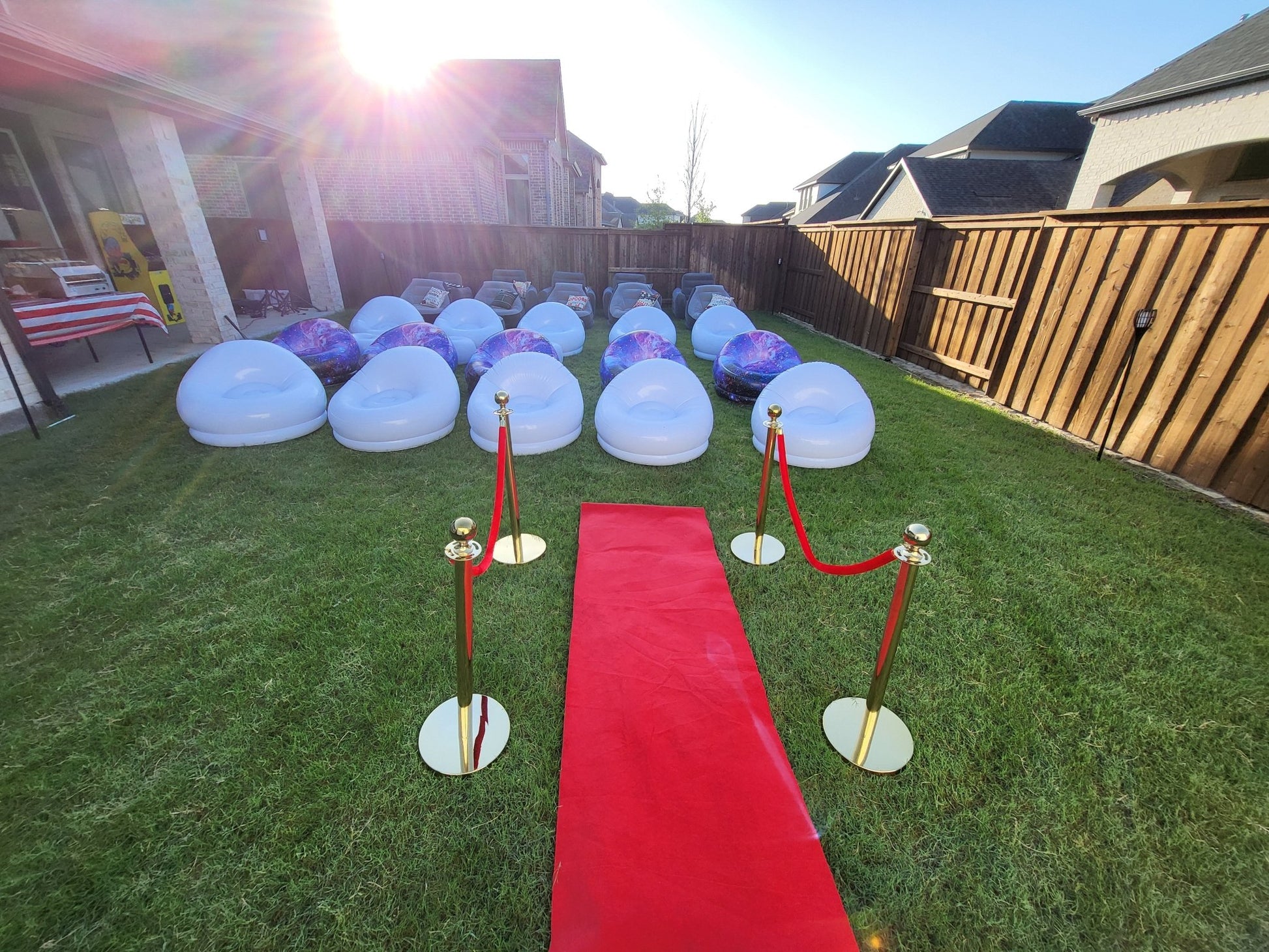 Red Carpet with Gold Stanchions (Rental) - Backyard Movie Theater